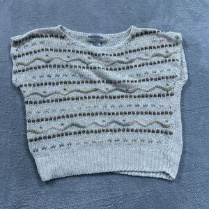 Ryan Mclean Top Women's Medium Knit Vest Sleeveless Fair Isle White Christmas